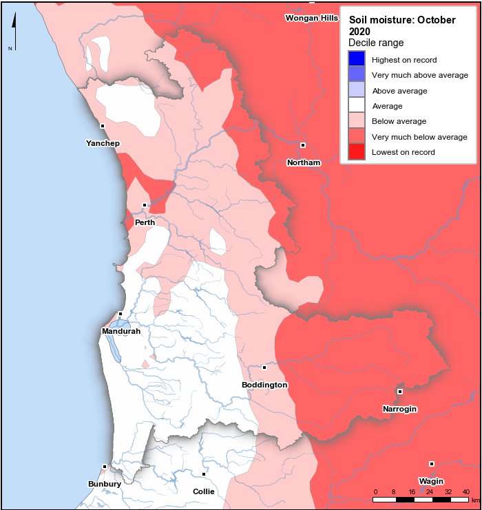 Soil moisture deciles: October 2020