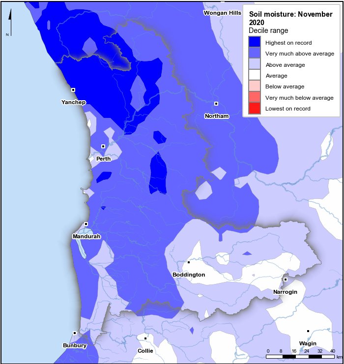Soil moisture deciles: November 2020
