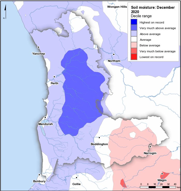 Soil moisture deciles: December 2020