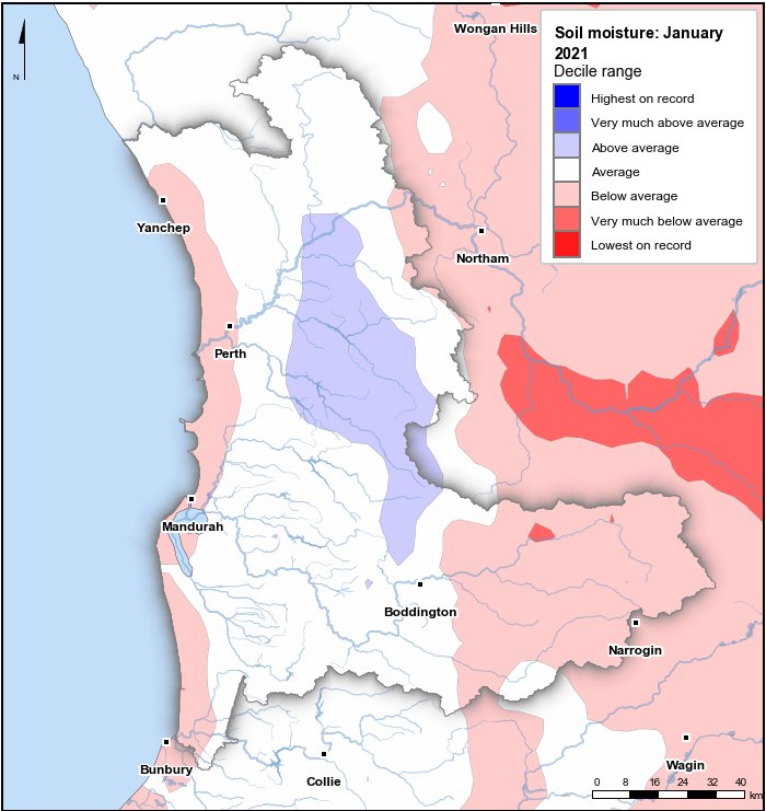 Soil moisture deciles: January 2021