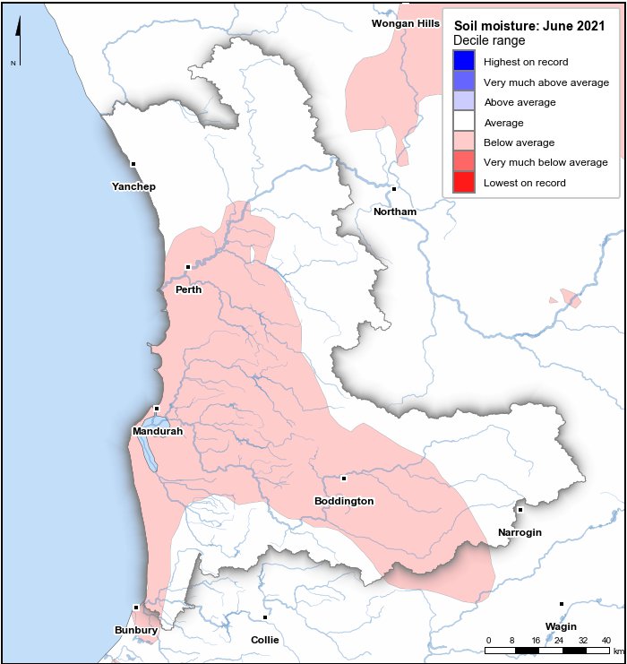 Soil moisture deciles: June 2021