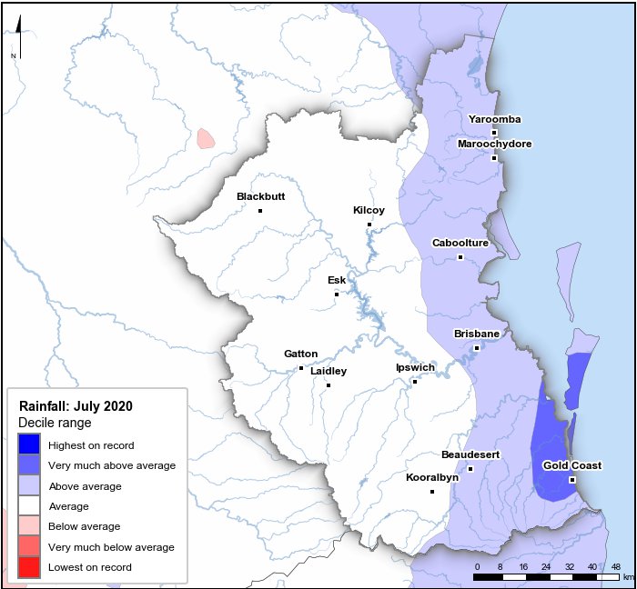 Rainfall deciles: July 2020