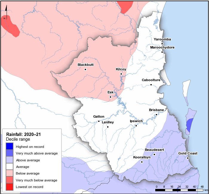 Rainfall deciles: July 2020–June 2021
