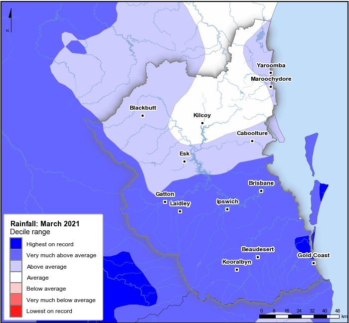 Rainfall deciles: March 2021