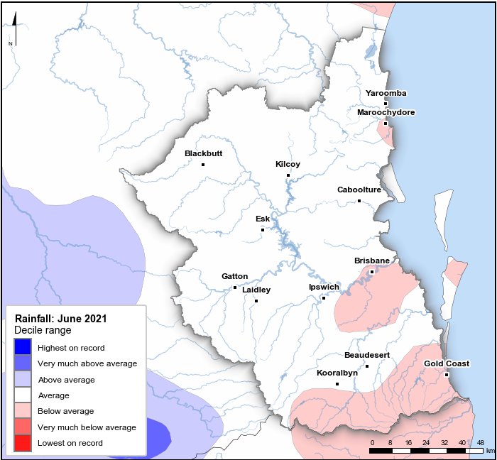 Rainfall deciles: June 2021