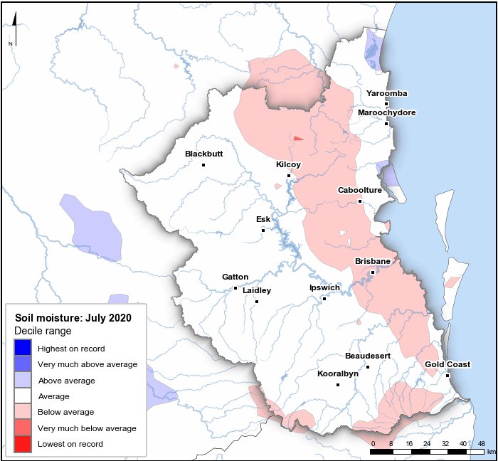 Soil moisture deciles: July 2020
