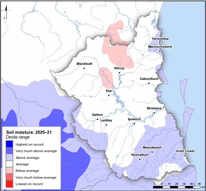 Soil moisture deciles: July 2020–June 2021