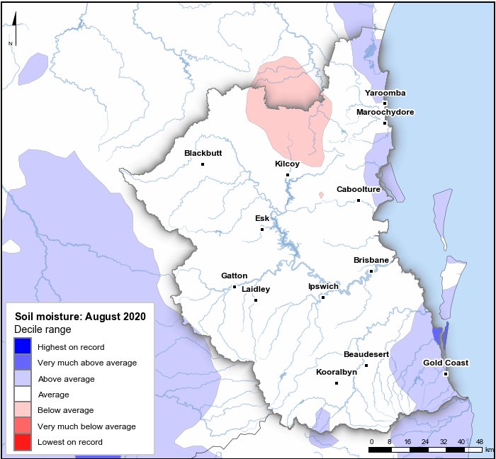 Soil moisture deciles: August 2020