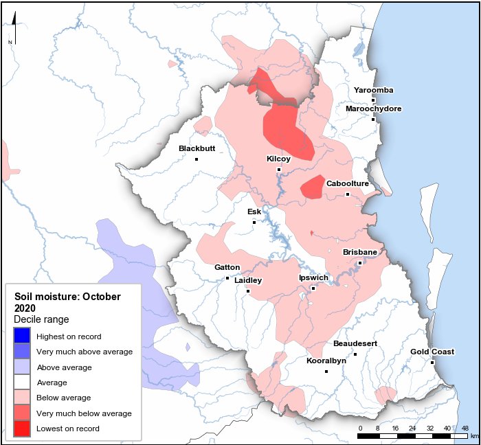Soil moisture deciles: October 2020