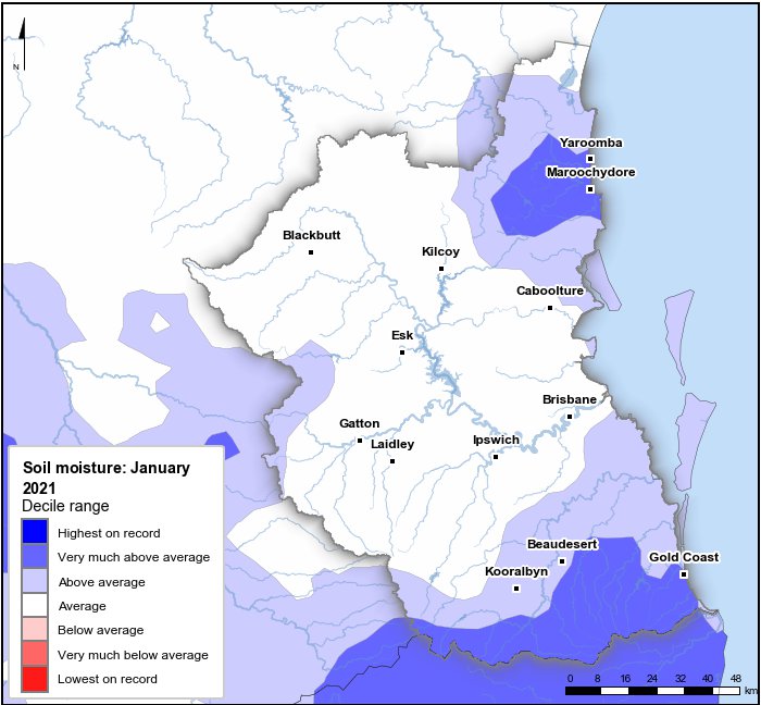 Soil moisture deciles: January 2021