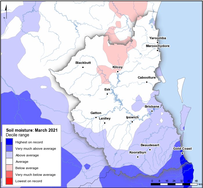 Soil moisture deciles: March 2021