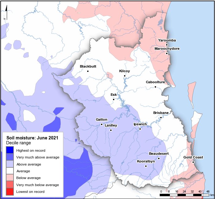 Soil moisture deciles: June 2021
