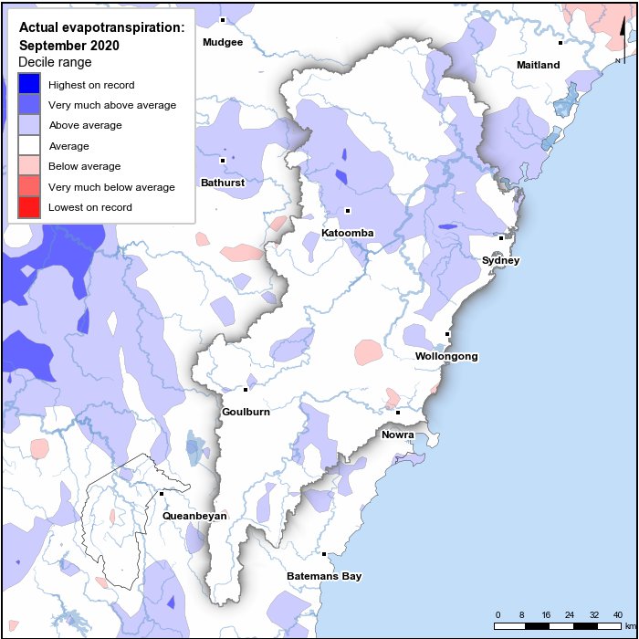 Actual evapotranspiration deciles: September 2020