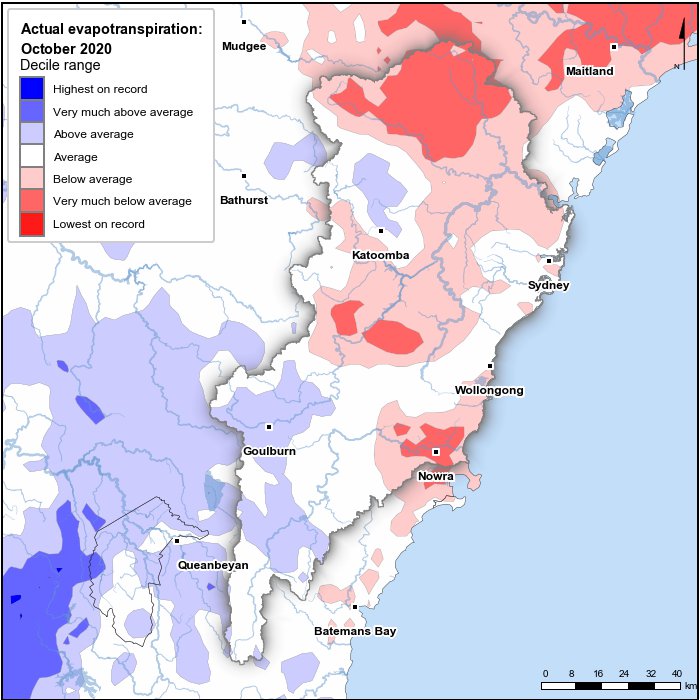 Actual evapotranspiration deciles: October 2020