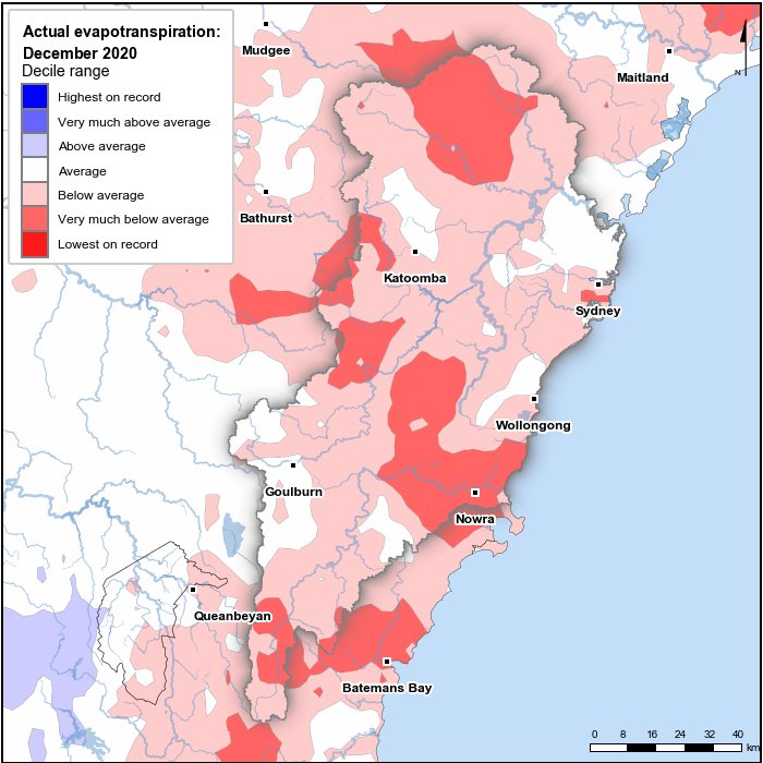 Actual evapotranspiration deciles: December 2020
