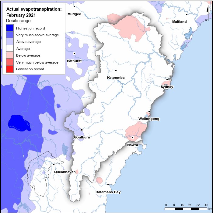 Actual evapotranspiration deciles: February 2021