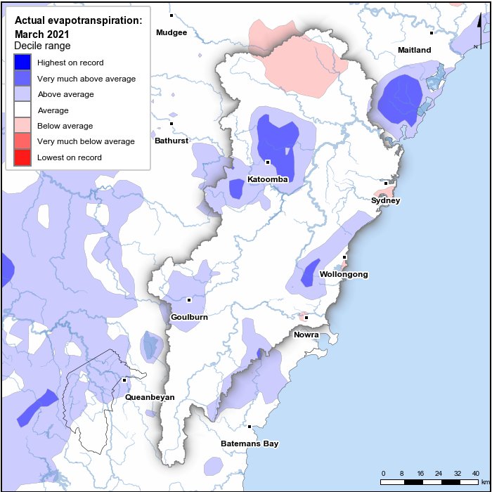 Actual evapotranspiration deciles: March 2021