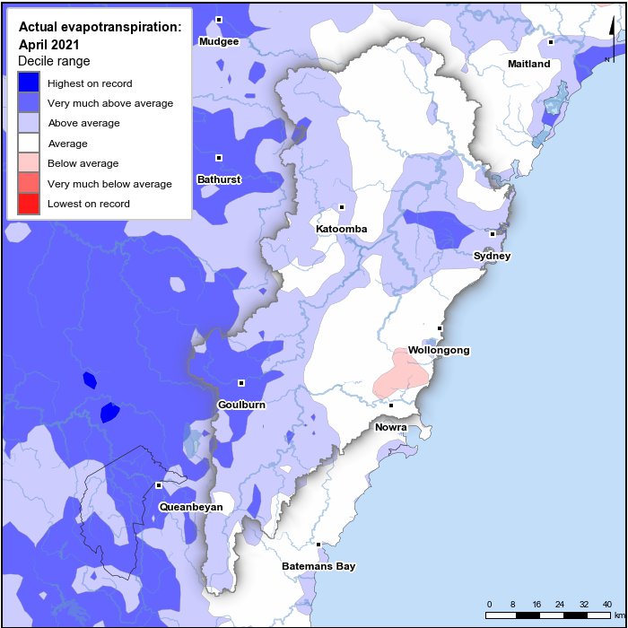 Actual evapotranspiration deciles: April 2021