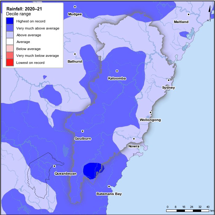 Rainfall deciles: July 2020–June 2021