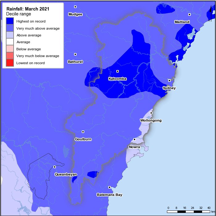 Rainfall deciles: March 2021
