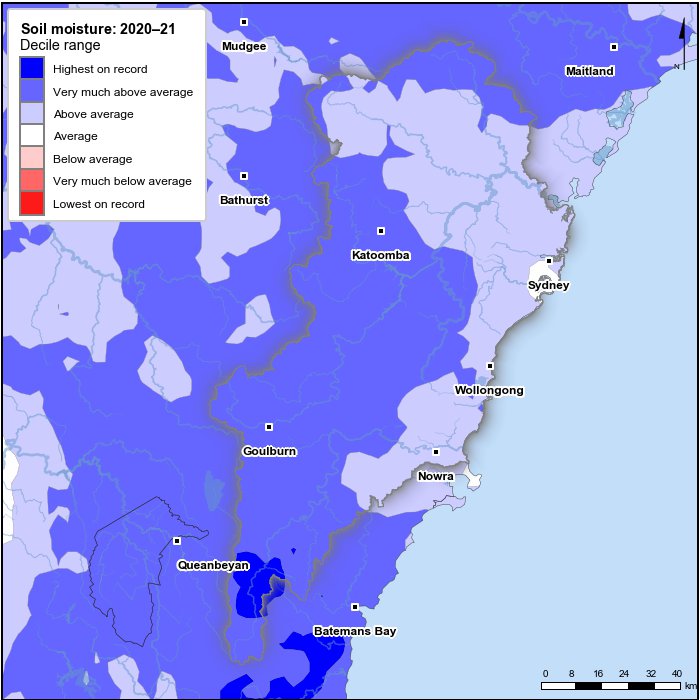 Soil moisture deciles: July 2020–June 2021