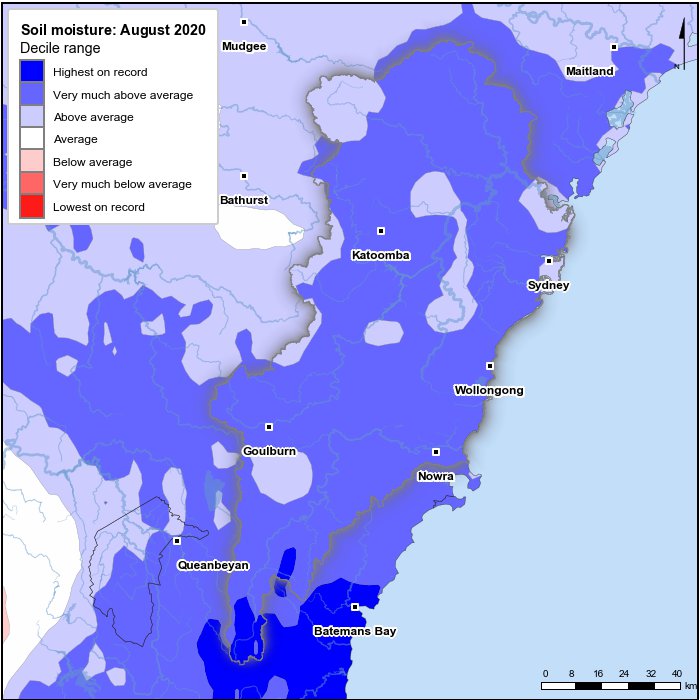 Soil moisture deciles: August 2020
