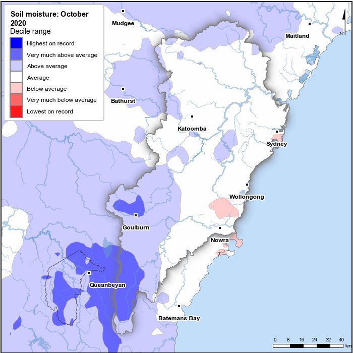 Soil moisture deciles: October 2020