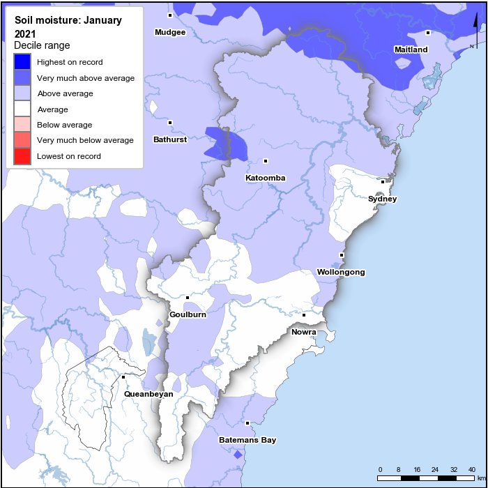 Soil moisture deciles: January 2021
