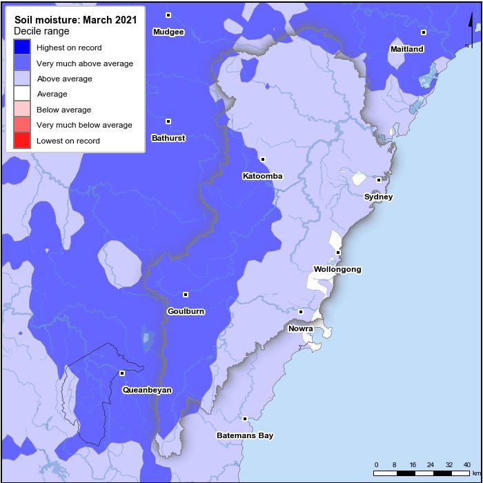 Soil moisture deciles: March 2021