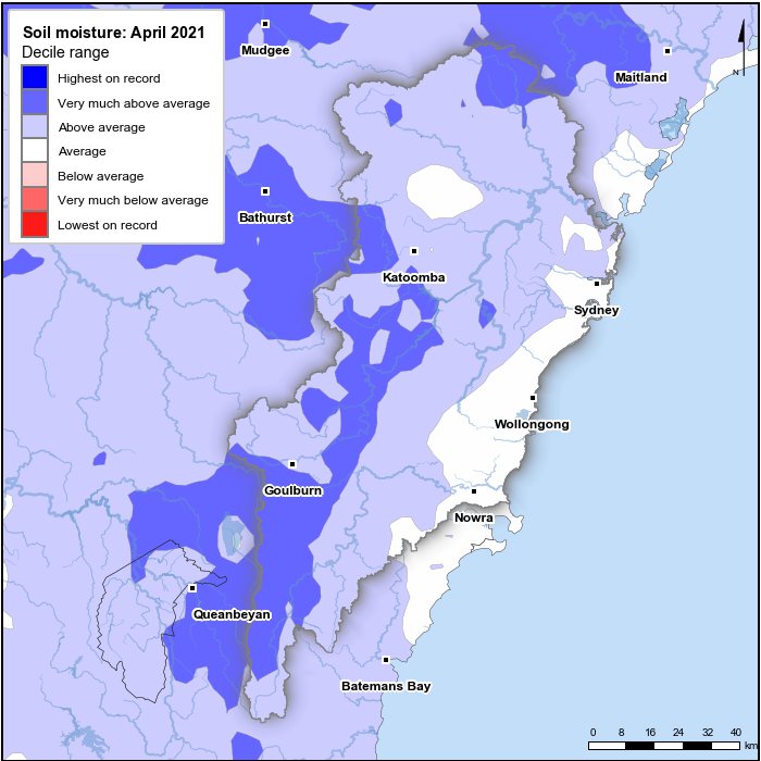 Soil moisture deciles: April 2021