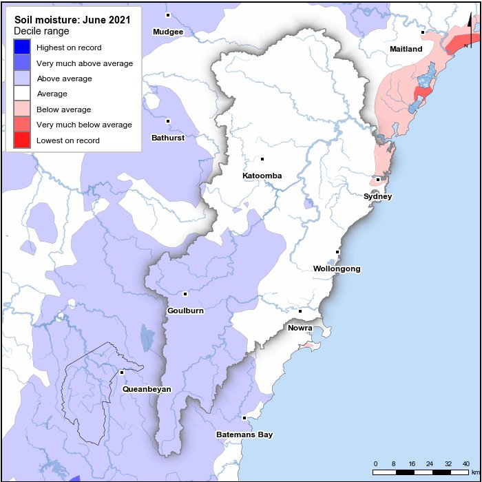 Soil moisture deciles: June 2021
