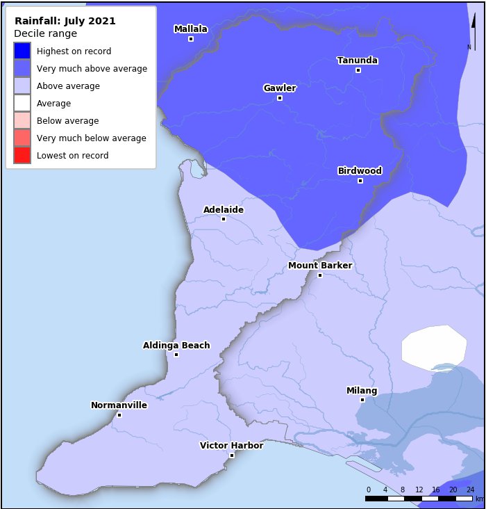 Rainfall deciles: July 2021