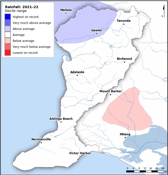 Rainfall deciles: July 2021–June 2022