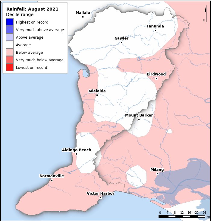 Rainfall deciles: August 2021