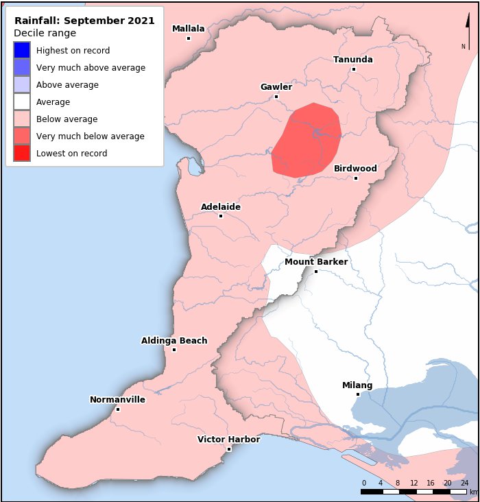 Rainfall deciles: September 2021