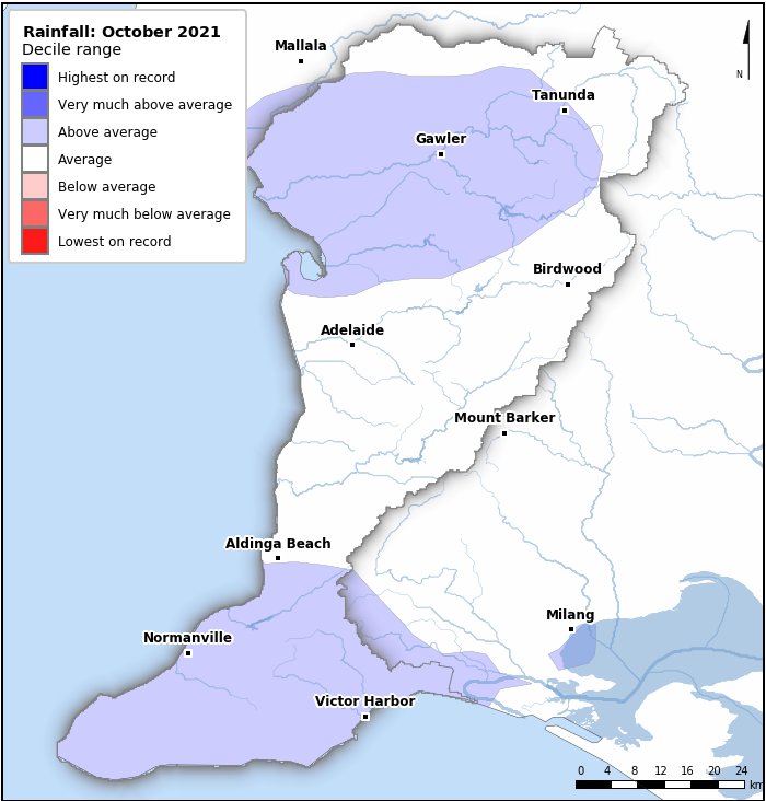 Rainfall deciles: October 2021