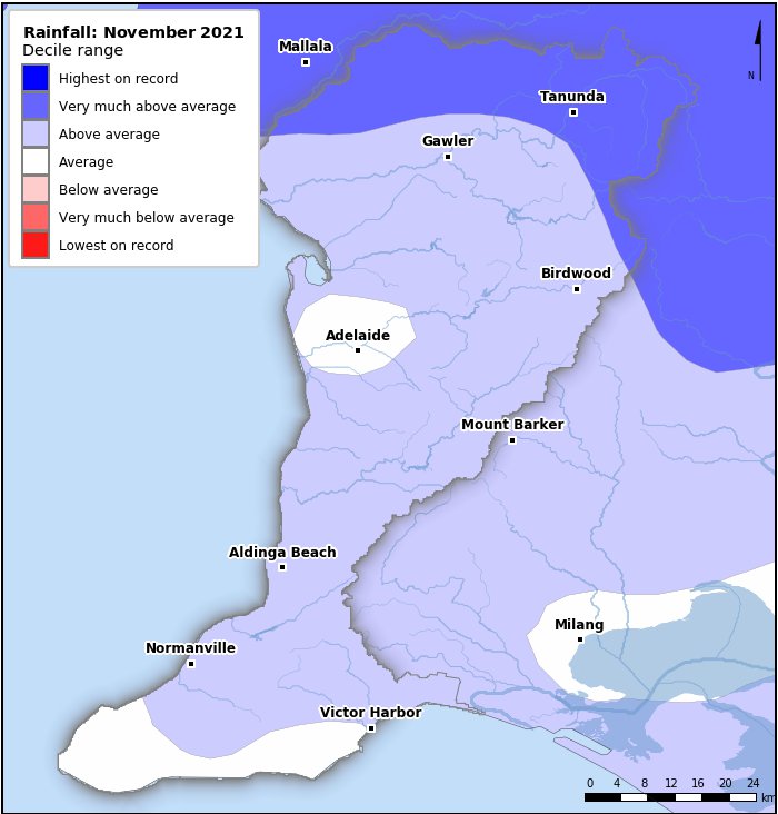 Rainfall deciles: November 2021