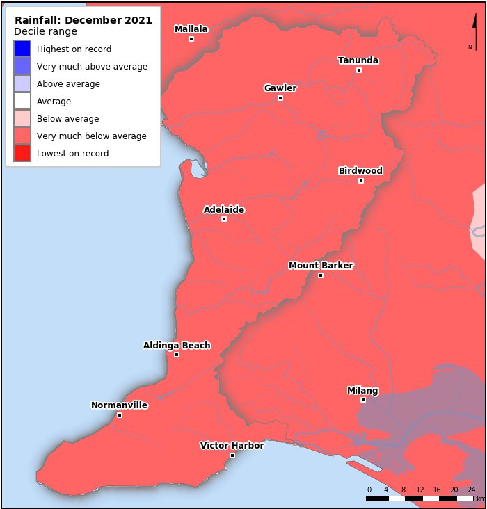 Rainfall deciles: December 2021