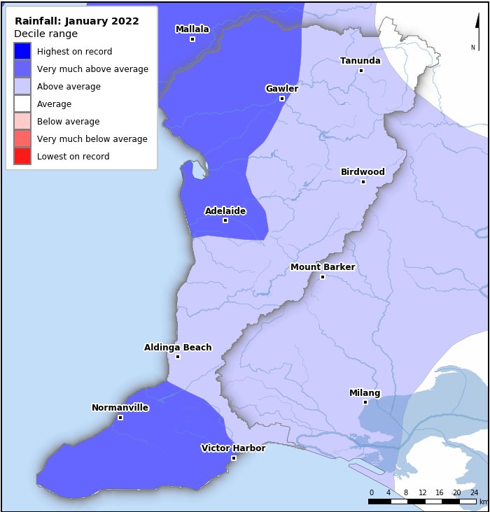 Rainfall deciles: January 2022