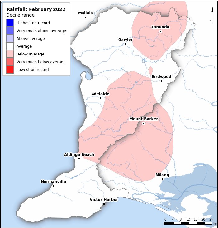 Rainfall deciles: February 2022