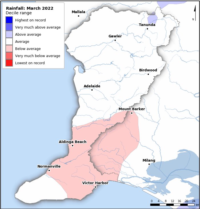 Rainfall deciles: March 2022