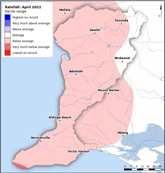 Rainfall deciles: April 2022
