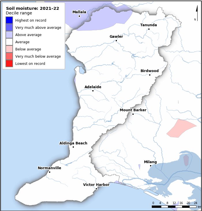 Soil moisture deciles: July 2021–June 2022