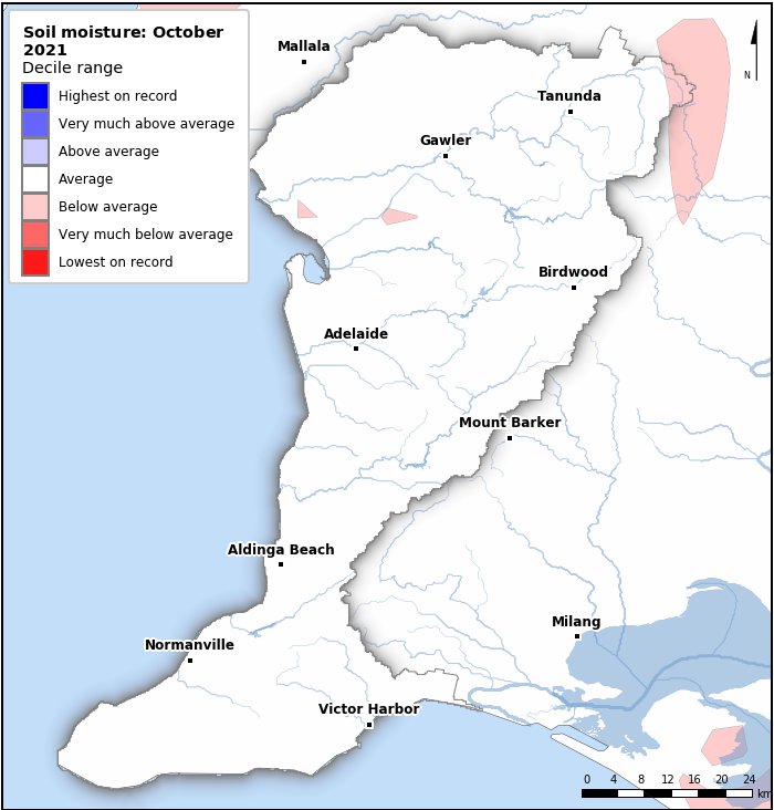 Soil moisture deciles: October 2021