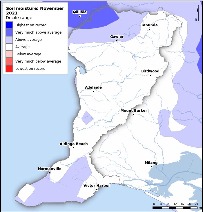Soil moisture deciles: November 2021