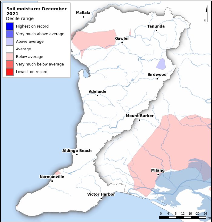 Soil moisture deciles: December 2021