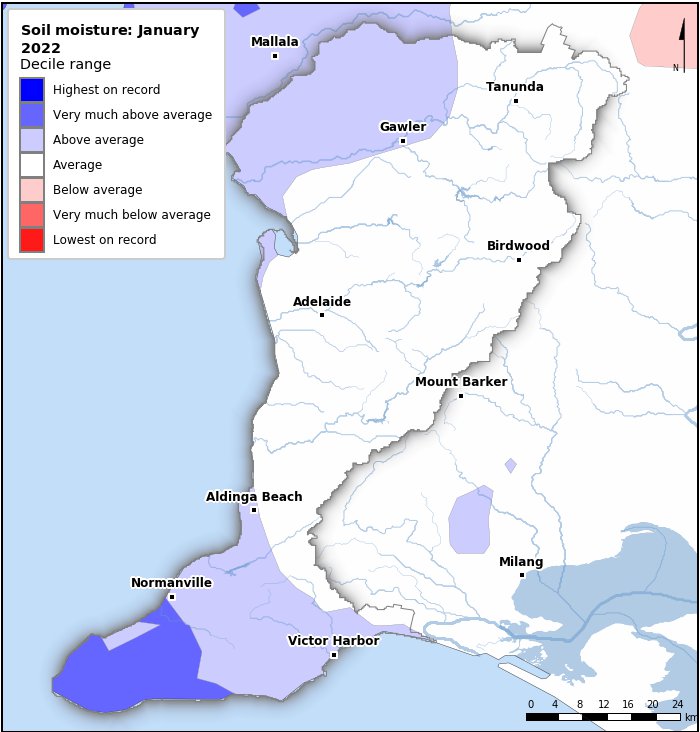 Soil moisture deciles: January 2022