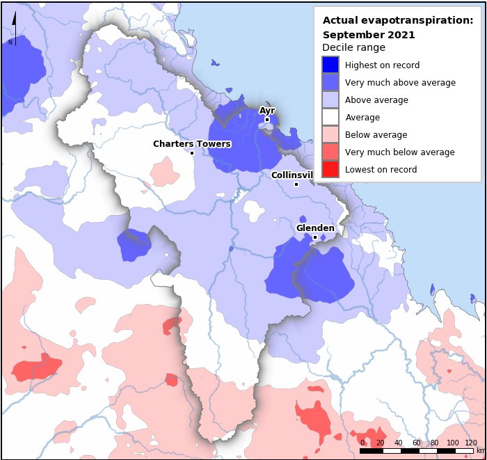 Actual evapotranspiration deciles: September 2021