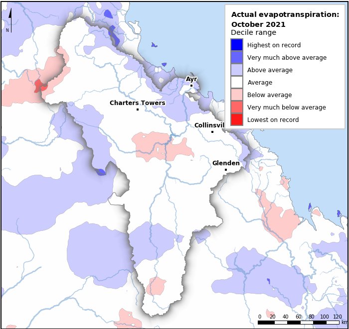 Actual evapotranspiration deciles: October 2021