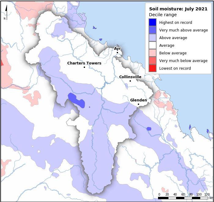 Soil moisture deciles: July 2021